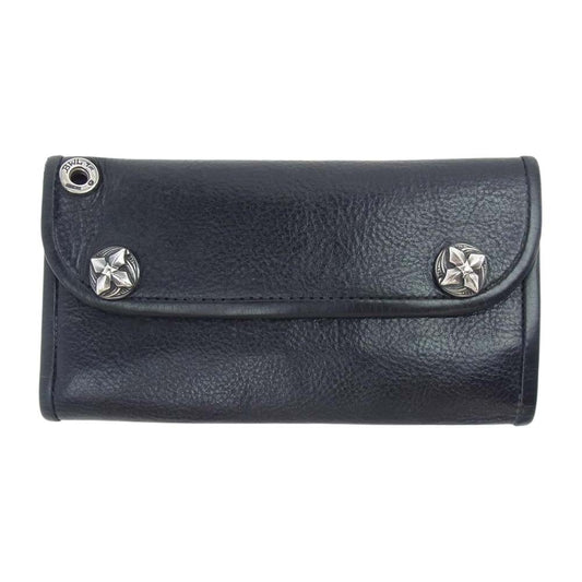 BILL WALL LEATHER ビルウォールレザー TRIBAL DORAGON トライバルドラゴン クロスコンチョ ロングウォレット ブラック系【中古】