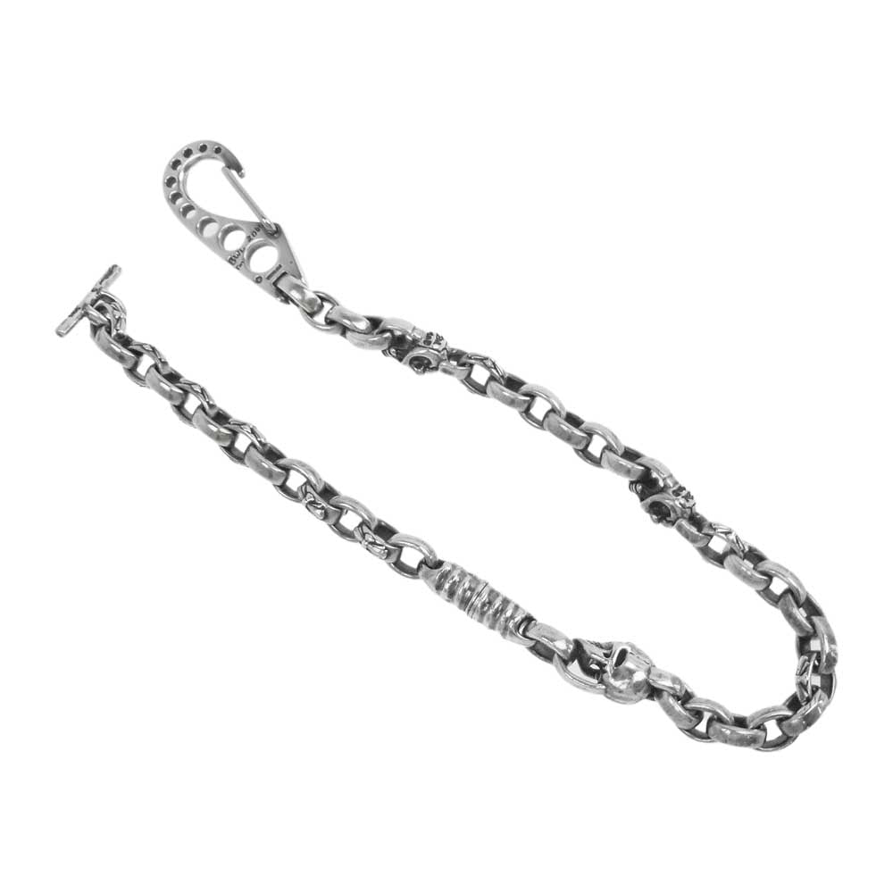 BILL WALL LEATHER ビルウォールレザー 1ヴィンテージスカル 2ハーフスカル イモータルクロス&プレーンリンク ウォレットチェーン シルバー系【中古】