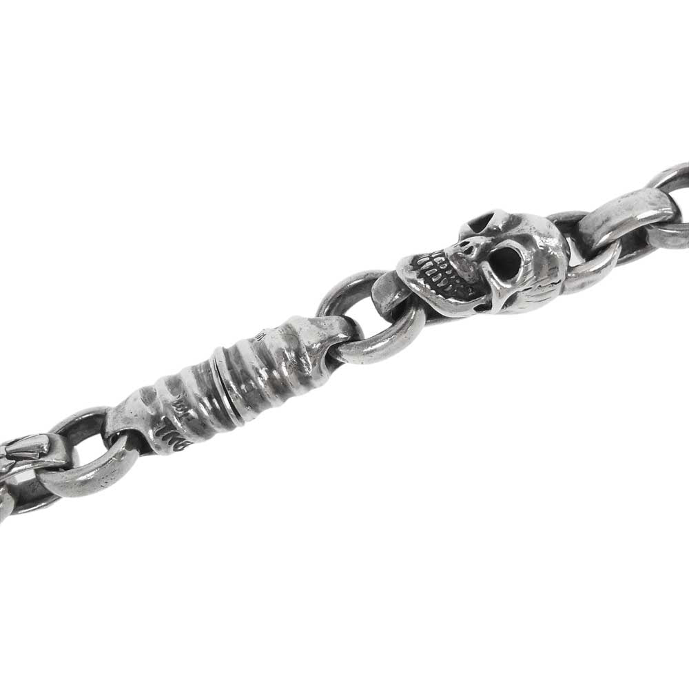 BILL WALL LEATHER ビルウォールレザー 1ヴィンテージスカル 2ハーフスカル イモータルクロス&プレーンリンク ウォレットチェーン シルバー系【中古】