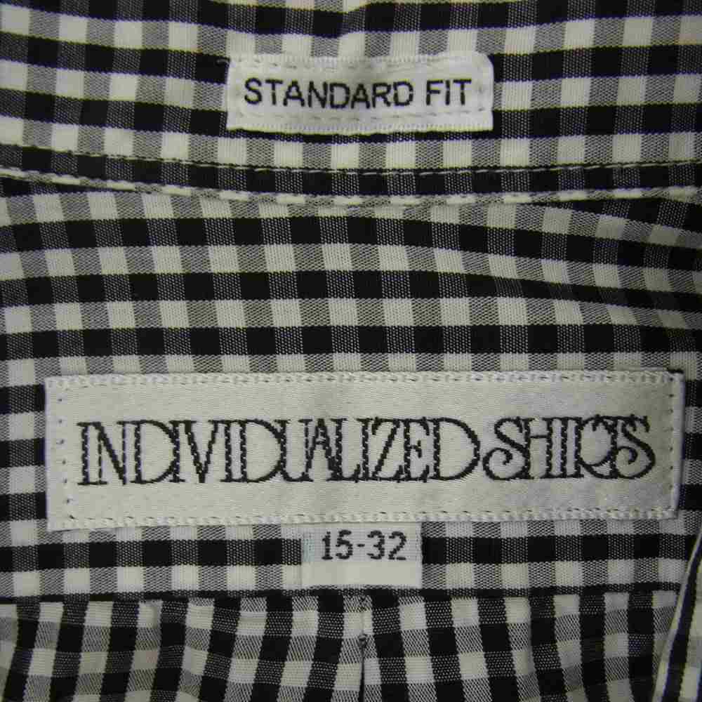 INDIVIDUALIZED SHIRTS インディビジュアライズドシャツ cotton BIG GINGHAM CHECK BLACK コットン ビック チェック 長袖 シャツ ブラック系 15ー32【美品】【中古】