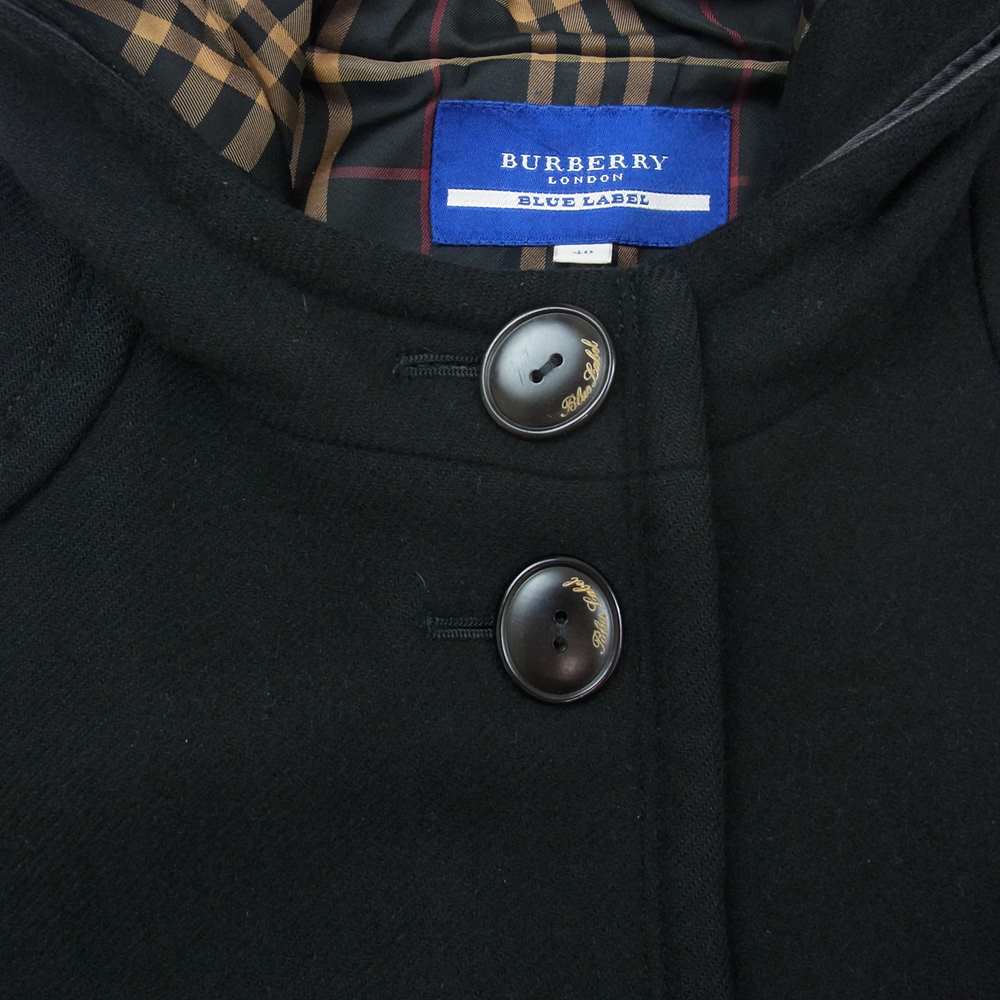 BURBERRY BLUE LABEL バーバリーブルーレーベル FCF44-712-09 アンゴラ ウール ハーフコート フードファー欠品 ブラック系 40【中古】
