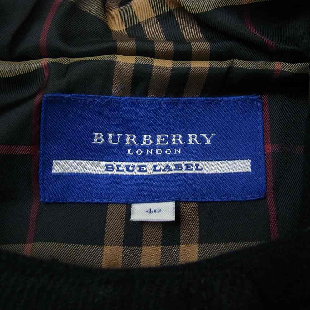 BURBERRY BLUE LABEL バーバリーブルーレーベル FCF44-712-09 アンゴラ ウール ハーフコート フードファー欠品 ブラック系 40【中古】