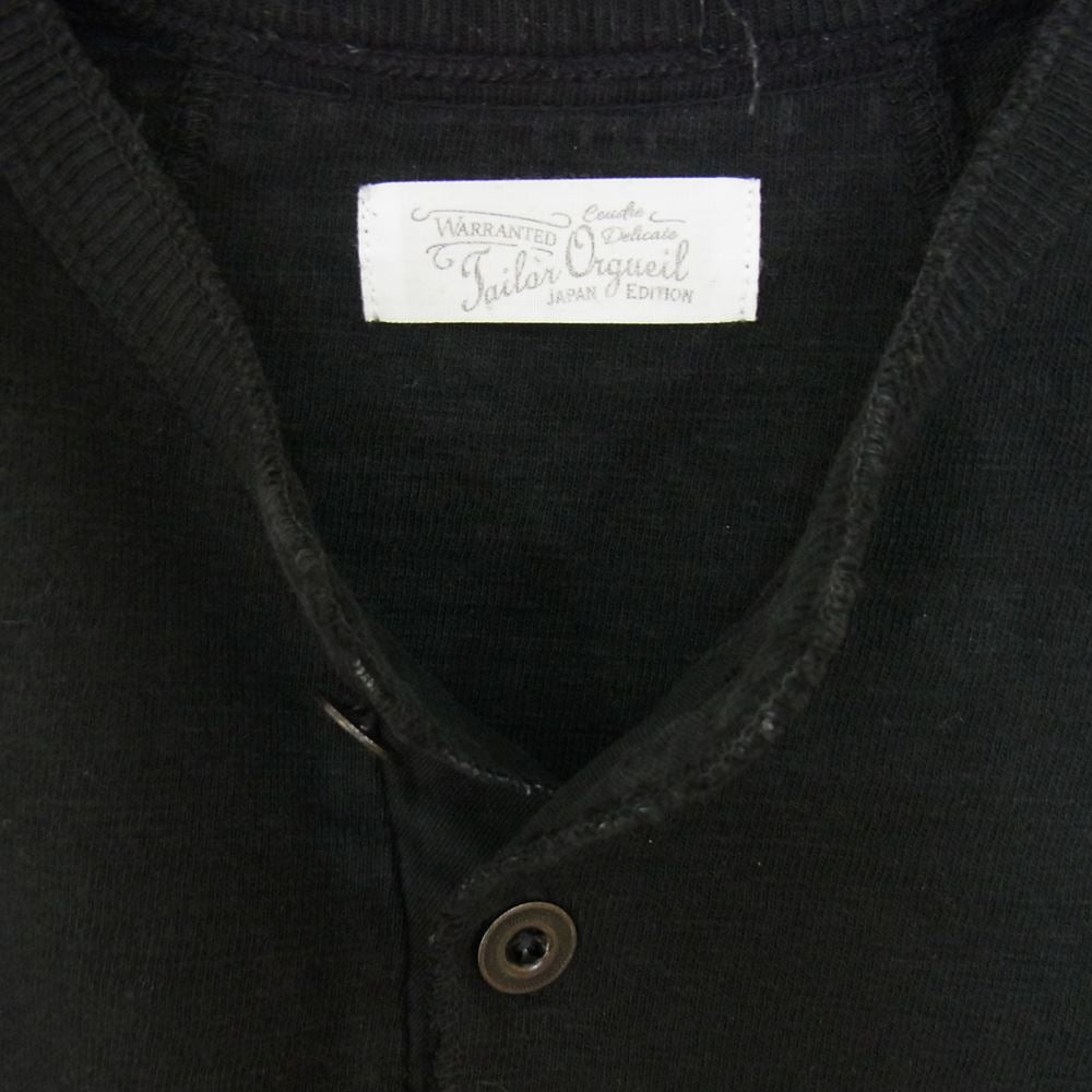 ORGUEIL オルゲイユ OR-9031 BLACK ブラック ヘンリーネックＴシャツ ブラック系 38【美品】【中古】