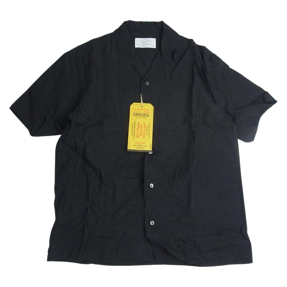 ORGUEIL オルゲイユ OR-5076B Open Collar Shirt オープンカラー ブラック ブラック系 38【美品】【中古】