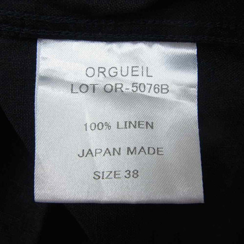 ORGUEIL オルゲイユ OR-5076B Open Collar Shirt オープンカラー ブラック ブラック系 38【美品】【中古】