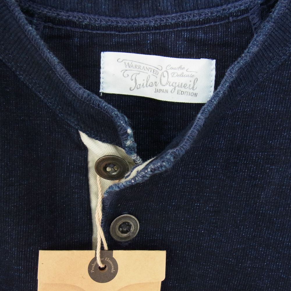 ORGUEIL オルゲイユ OR-9013 INDIGO インディゴ ヘンリーネックＴシャツ インディゴブルー系 38【美品】【中古】