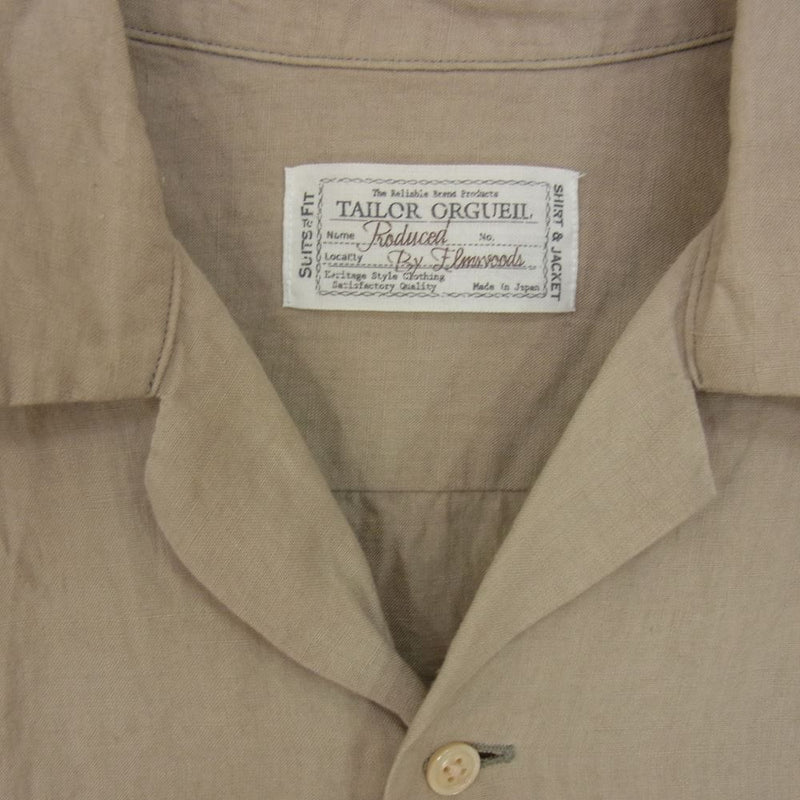 ORGUEIL オルゲイユ OR-5076B Open Collar Shirt オープンカラー グレイ グレー系 38【美品】【中古】