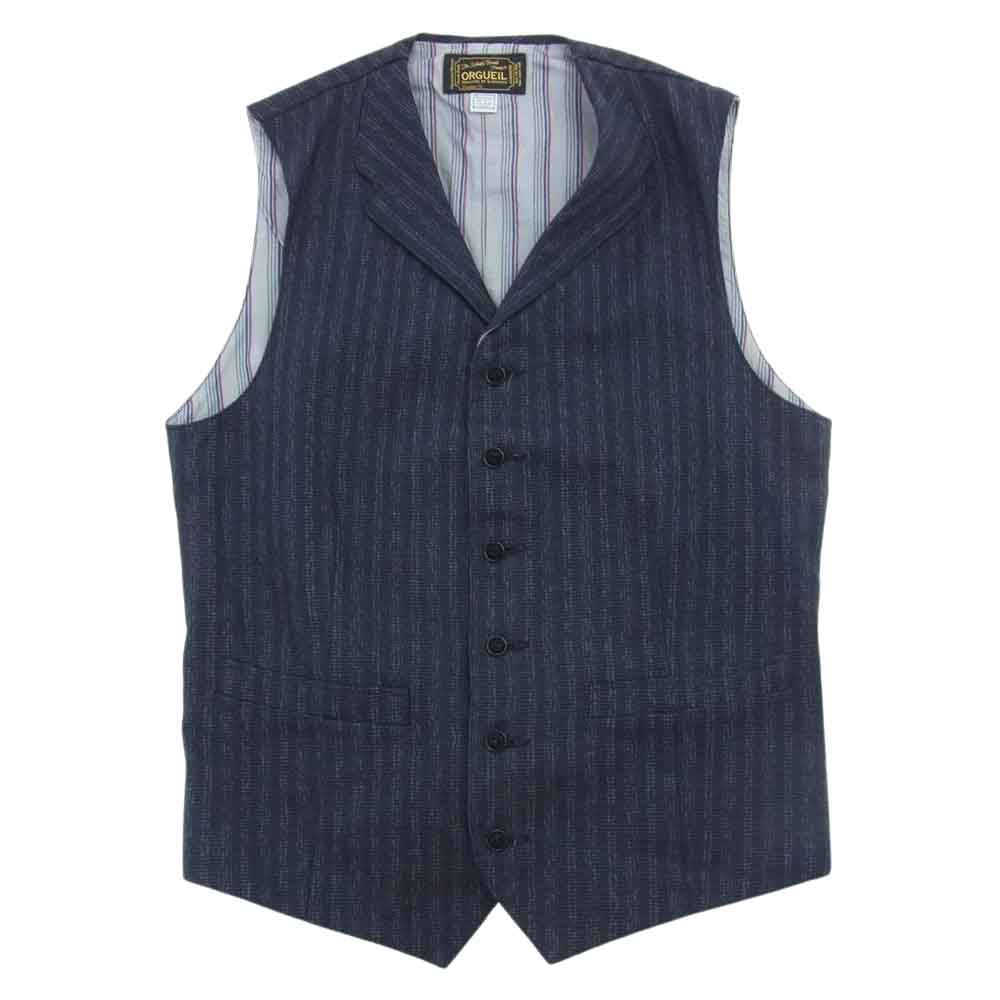 ORGUEIL オルゲイユ OR-4161/OR-1053B/OR-4099 French Stripe Jacket トラウザー ジレ セットアップ ダークネイビー系 38【美品】【中古】