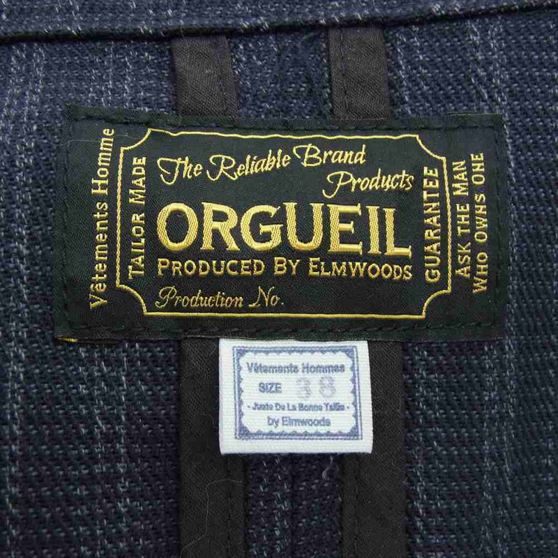 ORGUEIL オルゲイユ OR-4161/OR-1053B/OR-4099 French Stripe Jacket トラウザー ジレ セットアップ ダークネイビー系 38【美品】【中古】