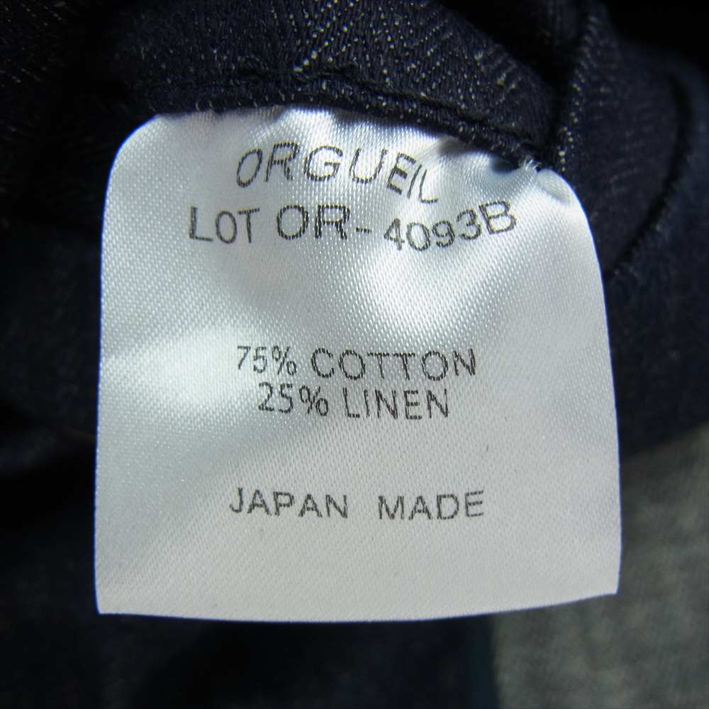 ORGUEIL オルゲイユ or-4093b/or-1045b/or-4094b Indigo Herringbone Jacket Trouserssers vest インディゴ ヘリンボーン ジャケット トラウザー ベスト セットアップ ダークネイビー系 38【美品】【中古】