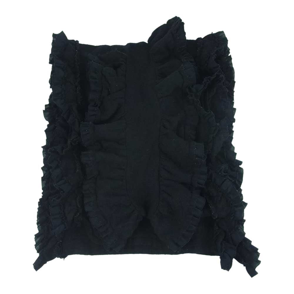 tricot COMME des GARCONS トリココムデギャルソン TP-K406 ポケット付き フリル ストール マフラー 日本製 ブラック系【中古】