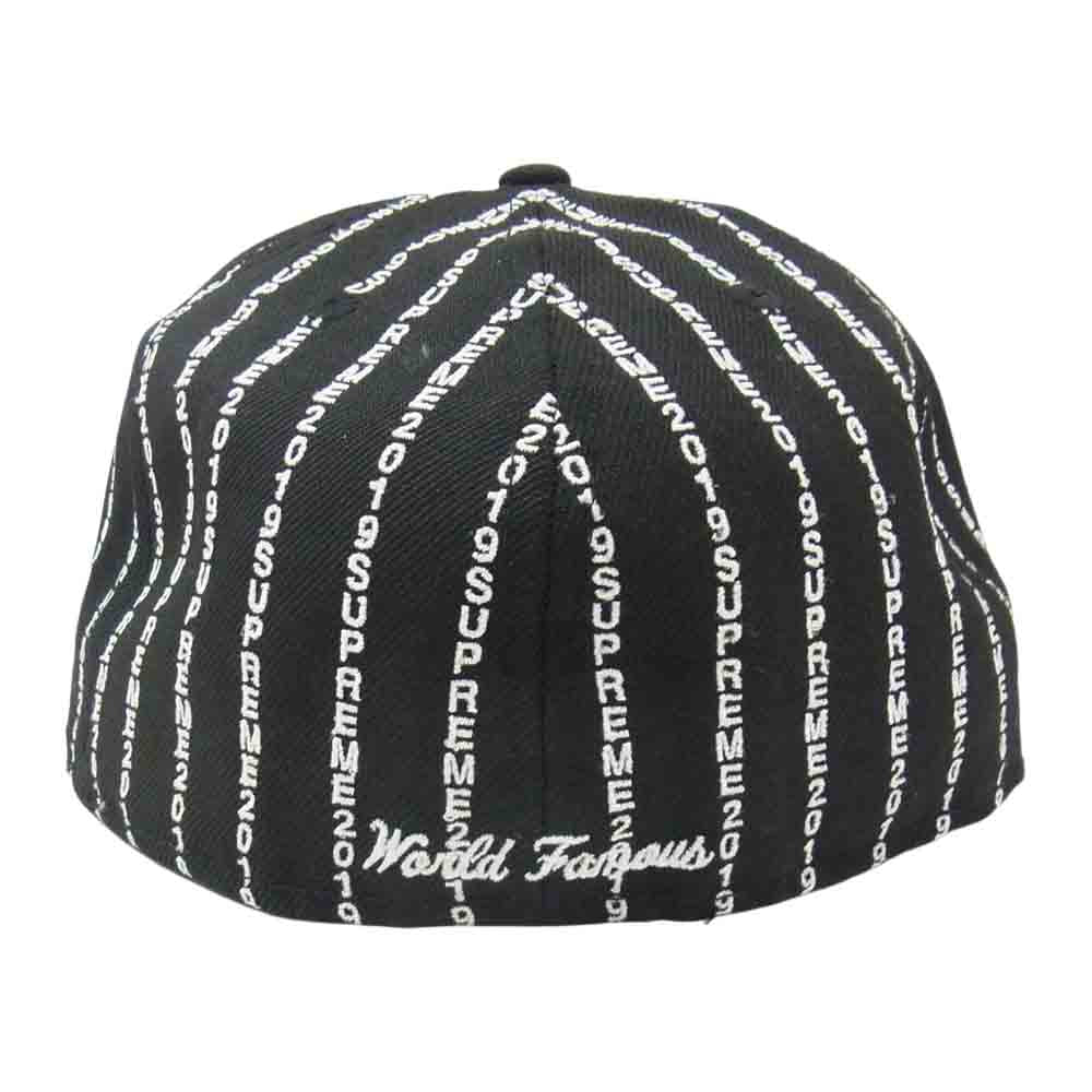 Supreme シュプリーム 19SS Text Stripe New Era テキスト ストライプ ニューエラ ベースボール キャップ ブラック系 7 3/8【中古】