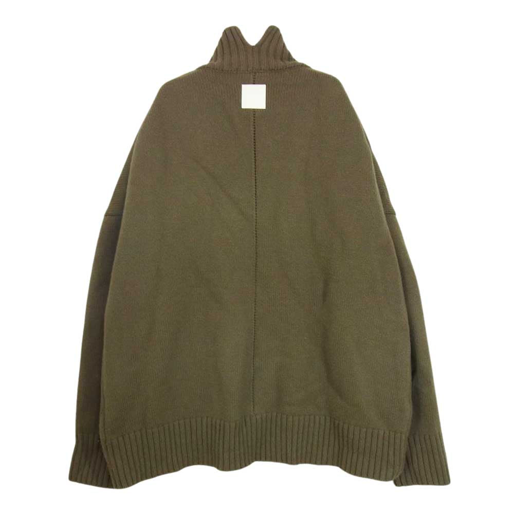チノ 20WKN800 Deuxieme Classe取扱 OVERSIZE HI-NECK KNIT ウール タートルネック レザーパッチ ニット セーター カーキ系 46【中古】