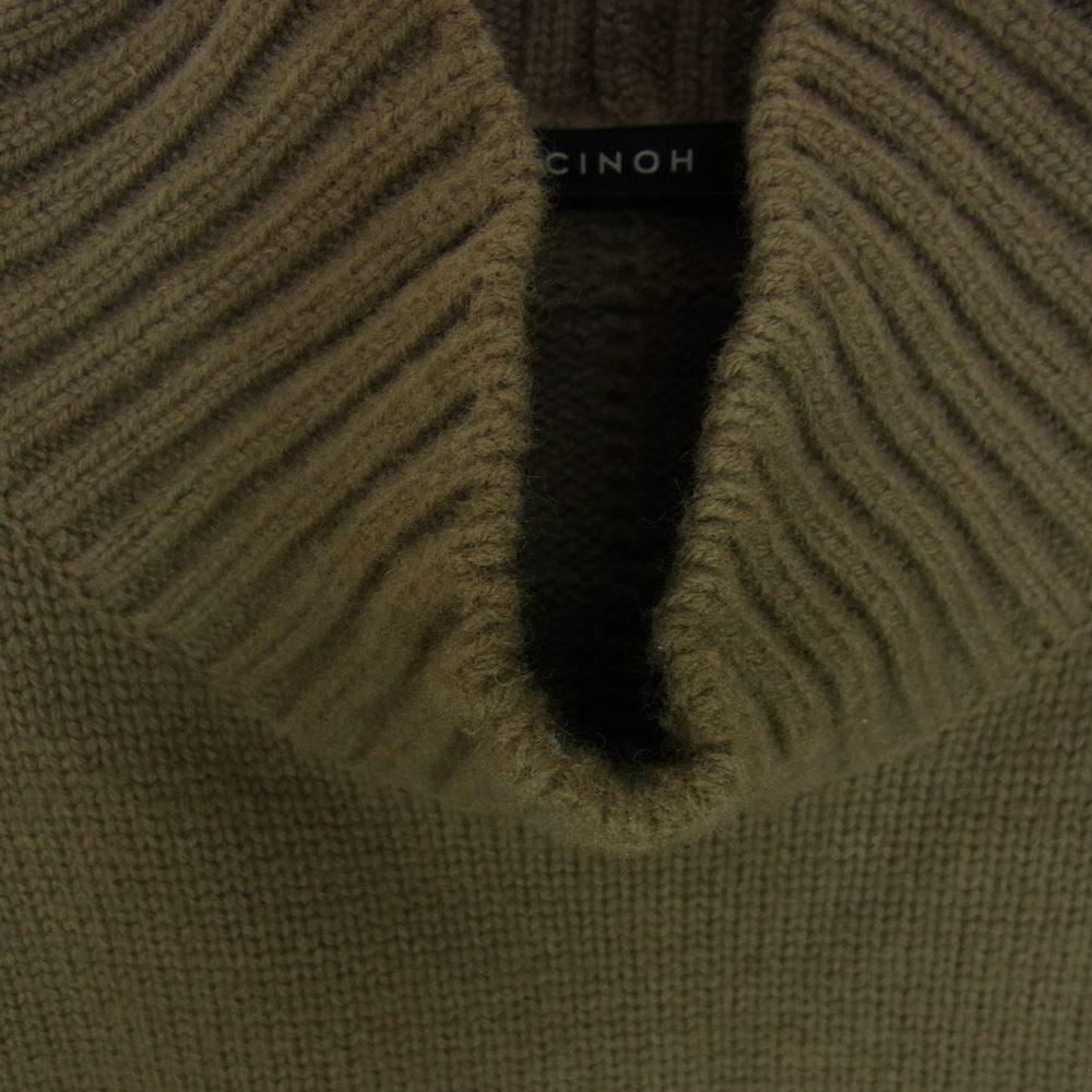 チノ 20WKN800 Deuxieme Classe取扱 OVERSIZE HI-NECK KNIT ウール タートルネック レザーパッチ ニット セーター カーキ系 46【中古】
