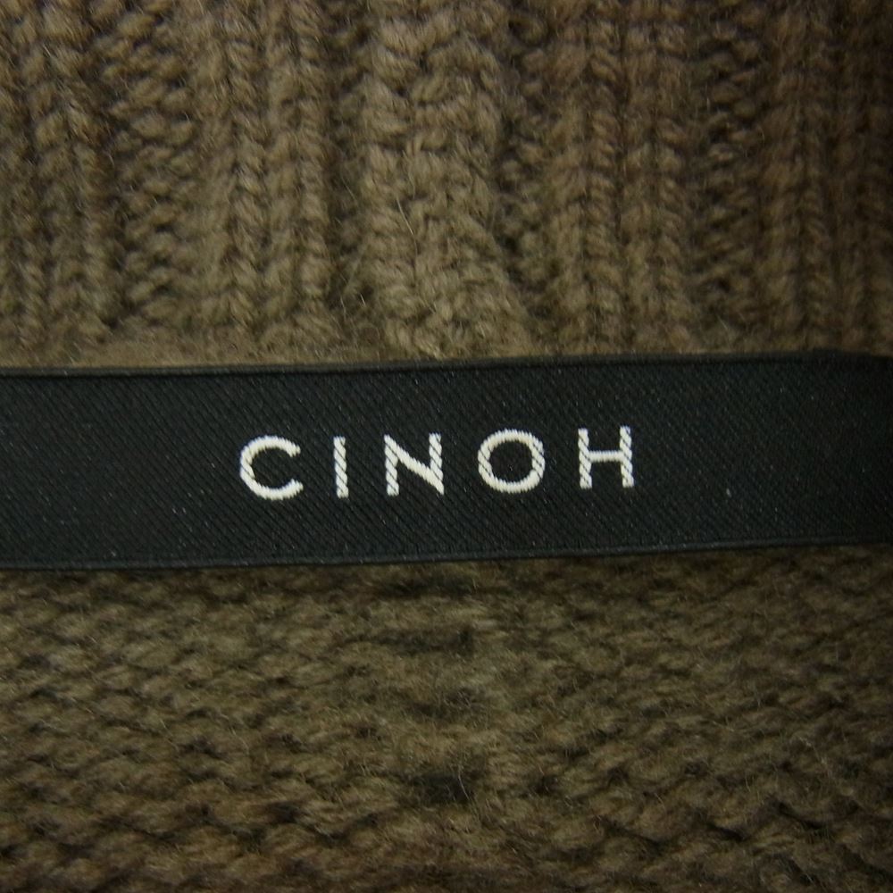 チノ 20WKN800 Deuxieme Classe取扱 OVERSIZE HI-NECK KNIT ウール タートルネック レザーパッチ ニット セーター カーキ系 46【中古】