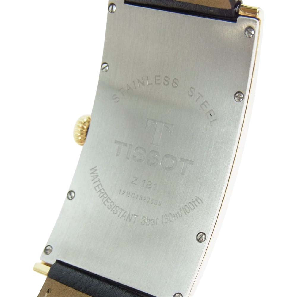 TISSOT ティソ スイス時計 Z181 SS バナナウォッチ レクタンギュラー クォーツ ウォッチ 腕時計 ブラック系 ゴールド系【美品】【中古】