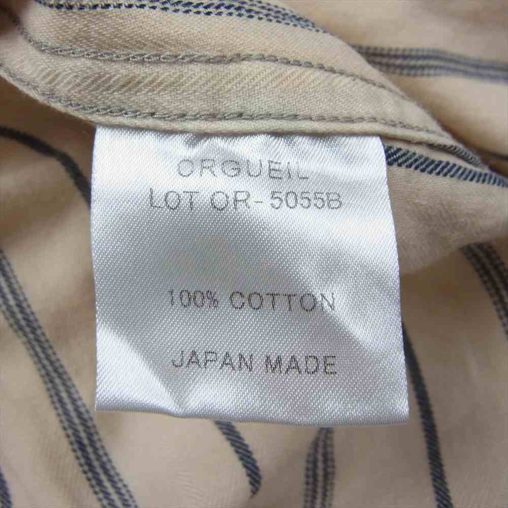 ORGUEIL オルゲイユ OR-5055B Stripe Work Shirt ストライプ ワーク 長袖 シャツ ベージュ ベージュ系【中古】
