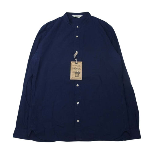 ORGUEIL オルゲイユ OR-5043A Band Collar Shirt バンド カラー 長袖 シャツ ネイビー系 38【中古】