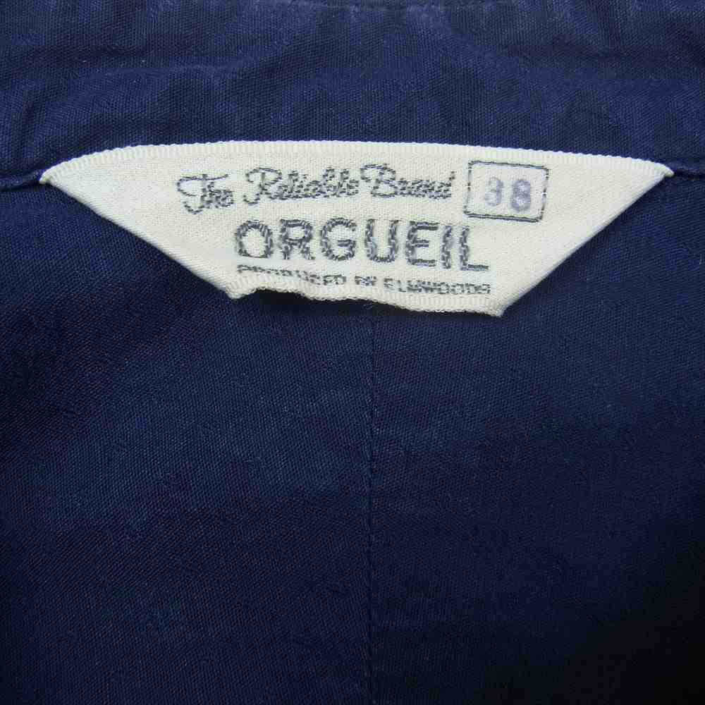 ORGUEIL オルゲイユ OR-5043A Band Collar Shirt バンド カラー 長袖 シャツ ネイビー系 38【中古】
