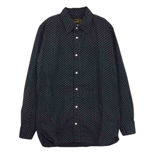ORGUEIL オルゲイユ OR-5049 Fine Pattern Shirts ファイン パターン 長袖 シャツ ネイビー系 36【美品】【中古】