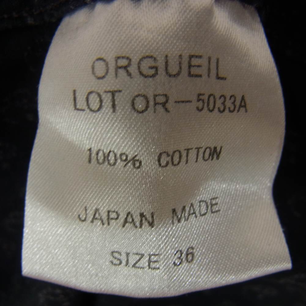 ORGUEIL オルゲイユ OR-5049 Fine Pattern Shirts ファイン パターン 長袖 シャツ ネイビー系 36【美品】【中古】