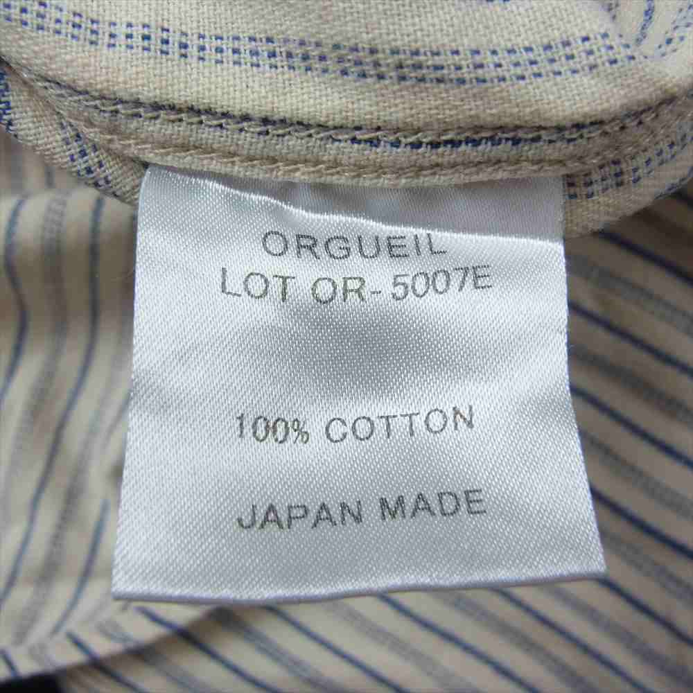 ORGUEIL オルゲイユ OR-5007E Shawl Collar Shirt ショール カラー 長袖 シャツ インディゴブルー系 ナチュラル系 38【中古】