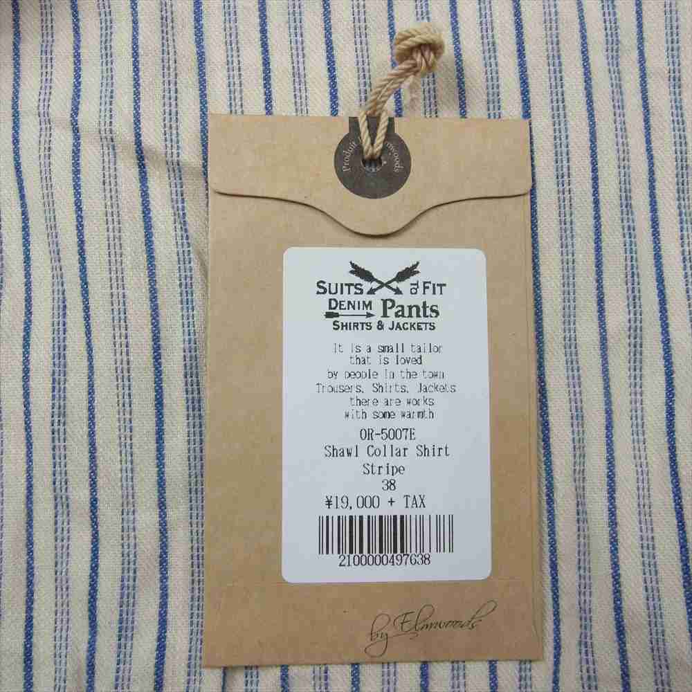 ORGUEIL オルゲイユ OR-5007E Shawl Collar Shirt ショール カラー 長袖 シャツ インディゴブルー系 ナチュラル系 38【中古】