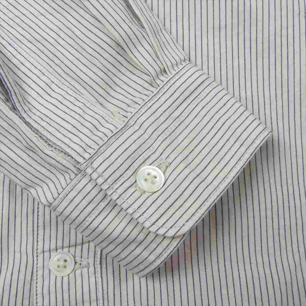 ORGUEIL オルゲイユ OR-5067A Stripe Band Collar Shirt ストライプ バンド カラー 長袖 シャツ オフホワイト系 ネイビー系 38【美品】【中古】