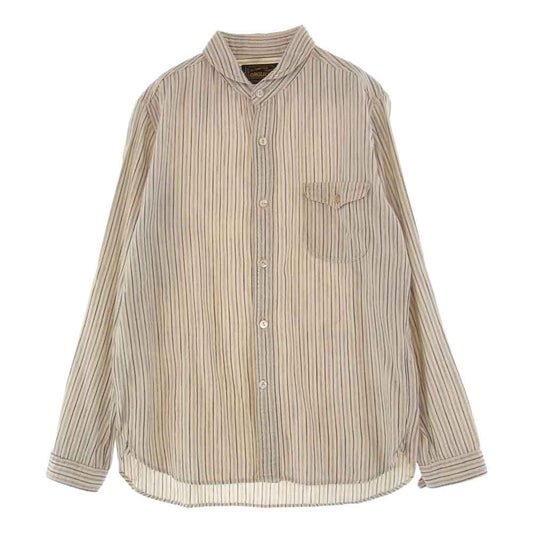 ORGUEIL オルゲイユ OR-5007E Shawl Collar Shirt ショール カラー 長袖 シャツ オフホワイト系 ブルー系 38【美品】【中古】