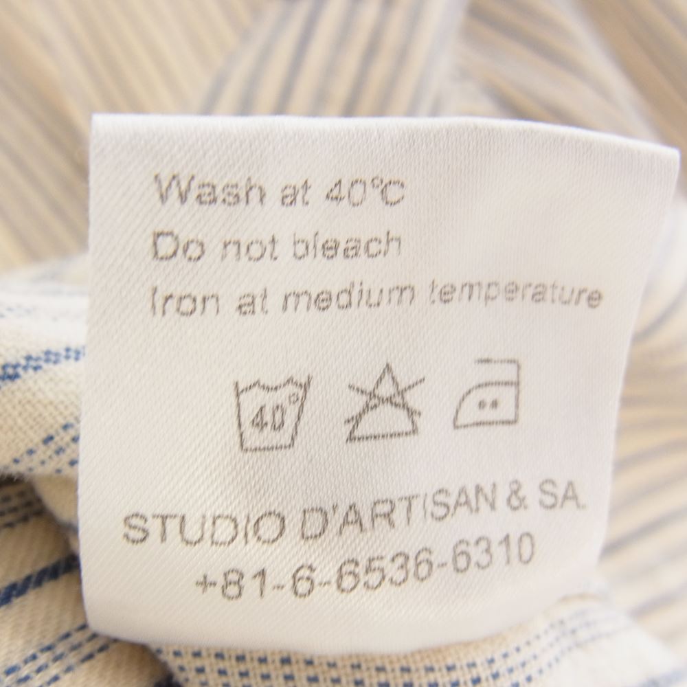 ORGUEIL オルゲイユ OR-5007E Shawl Collar Shirt ショール カラー 長袖 シャツ オフホワイト系 ブルー系 38【美品】【中古】