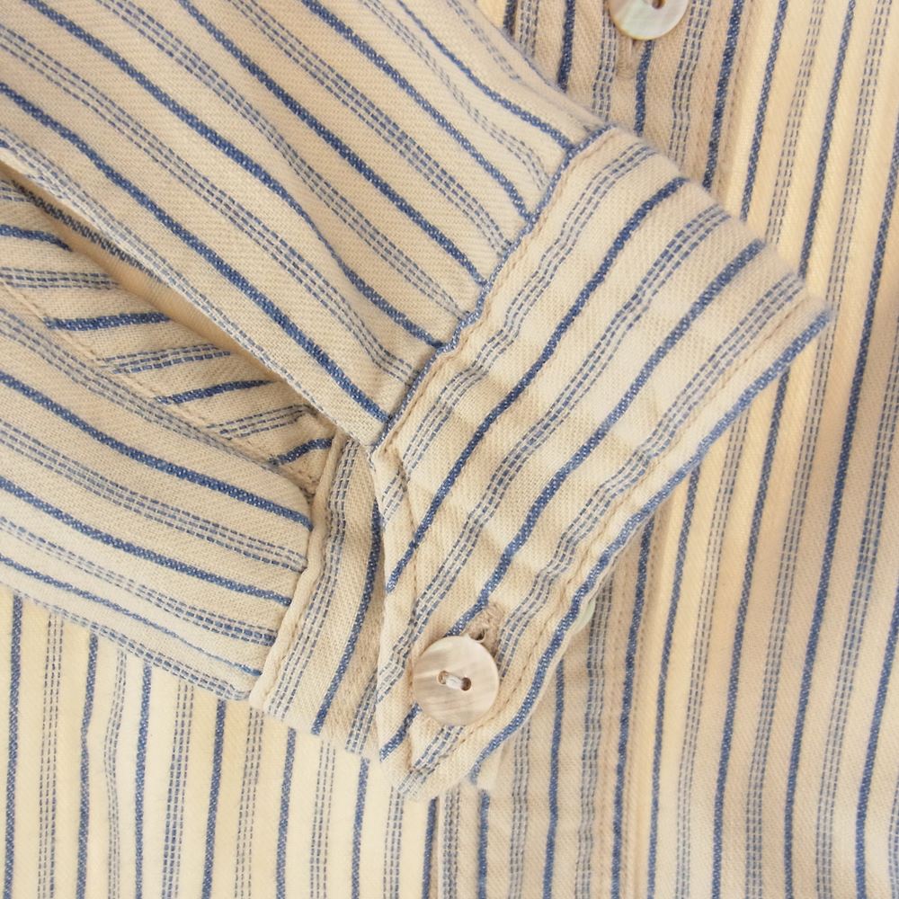ORGUEIL オルゲイユ OR-5007E Shawl Collar Shirt ショール カラー 長袖 シャツ オフホワイト系 ブルー系 38【美品】【中古】
