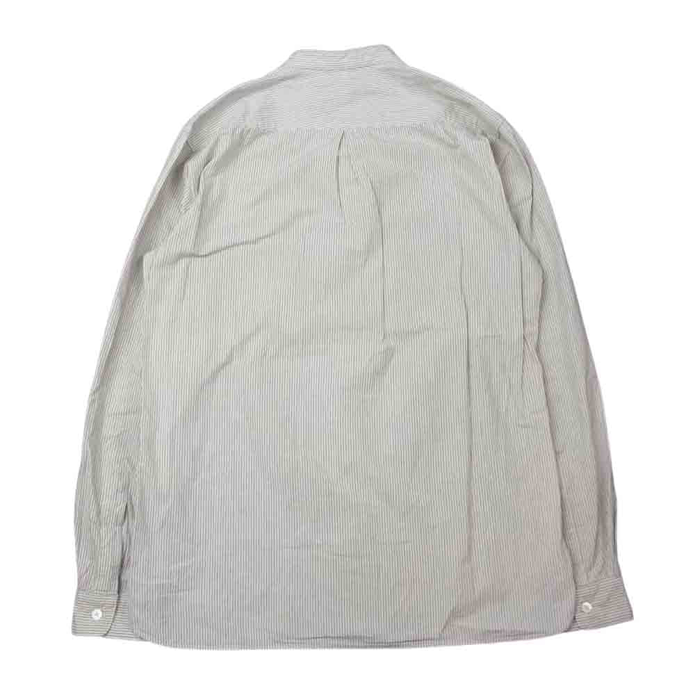 ORGUEIL オルゲイユ OR-5067A Stripe Band Collar Shirt ストライプ バンド カラー 長袖 シャツ オフホワイト系 ネイビー系 38【美品】【中古】