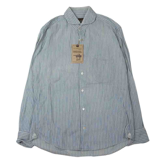 ORGUEIL オルゲイユ OR-5002B Windsor Collar Shirt ウィンザー カラー 長袖 シャツ ブルー系 40【美品】【中古】
