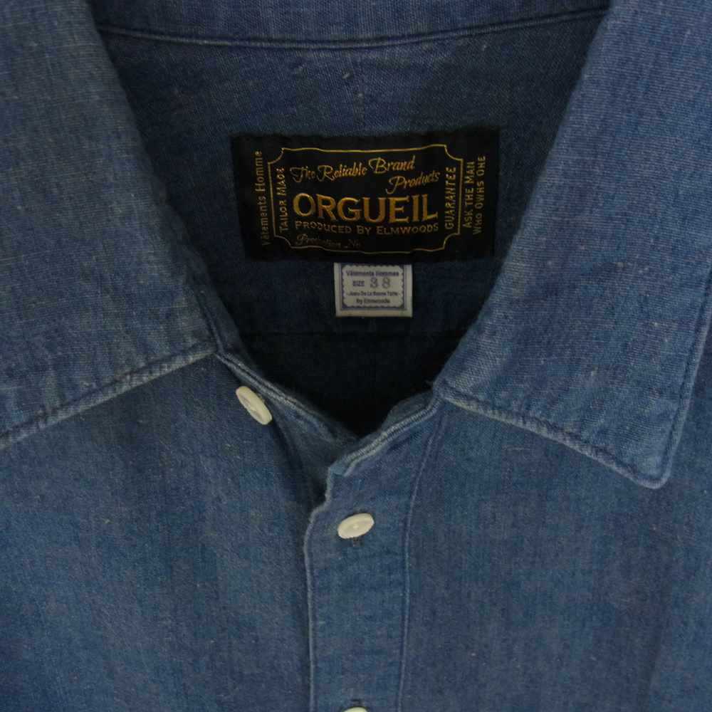 ORGUEIL オルゲイユ OR-5001C Classic Chambray Shirts クラシック シャンブレー 長袖 シャツ ブルー系 38【美品】【中古】