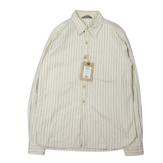 ORGUEIL オルゲイユ OR-5051A Striped Work Shirt ストライプ ワーク 長袖 シャツ ベージュ系 36【美品】【中古】
