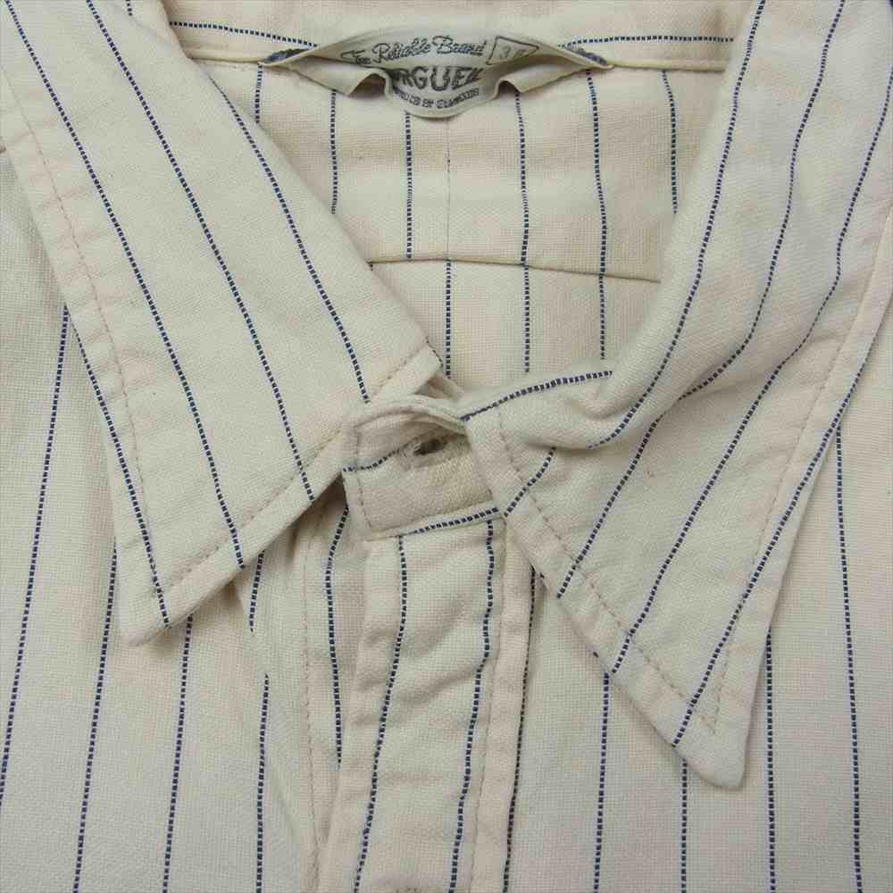 ORGUEIL オルゲイユ OR-5051A Striped Work Shirt ストライプ ワーク 長袖 シャツ ベージュ系 36【美品】【中古】