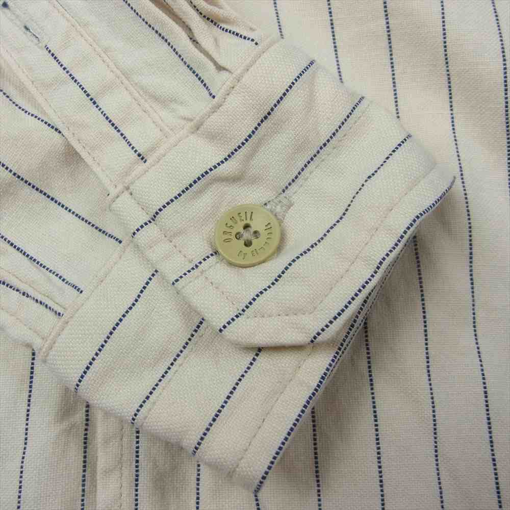 ORGUEIL オルゲイユ OR-5051A Striped Work Shirt ストライプ ワーク 長袖 シャツ ベージュ系 36【美品】【中古】