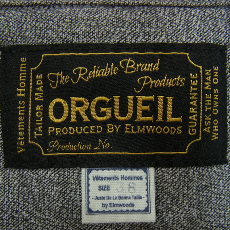 ORGUEIL オルゲイユ OR-5074 Refined Work Shirt リファインド ワーク 長袖 シャツ グレー系 38【美品】【中古】