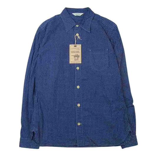 ORGUEIL オルゲイユ OR-5058 Wabash Work Shirt ウォバッシュ ワーク 長袖 シャツ ネイビー系 38【美品】【中古】