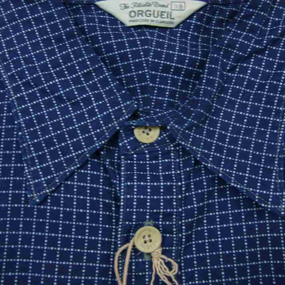 ORGUEIL オルゲイユ OR-5058 Wabash Work Shirt ウォバッシュ ワーク 長袖 シャツ ネイビー系 38【美品】【中古】