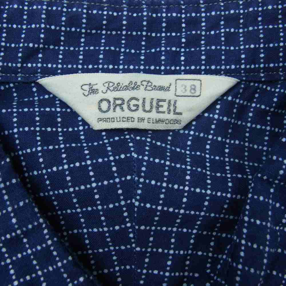 ORGUEIL オルゲイユ OR-5058 Wabash Work Shirt ウォバッシュ ワーク 長袖 シャツ ネイビー系 38【美品】【中古】