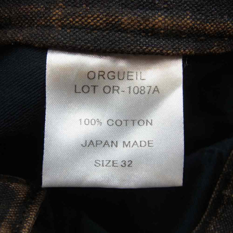 ORGUEIL オルゲイユ OR-1087A Hand-Dyed Canvas Trousers ハンド ダイ キャンバス トラウザー パンツ  ブラウン系 32【美品】【中古】