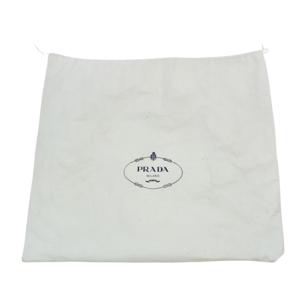 PRADA プラダ フラップ 巾着 レザー リュック ブラック系【中古】