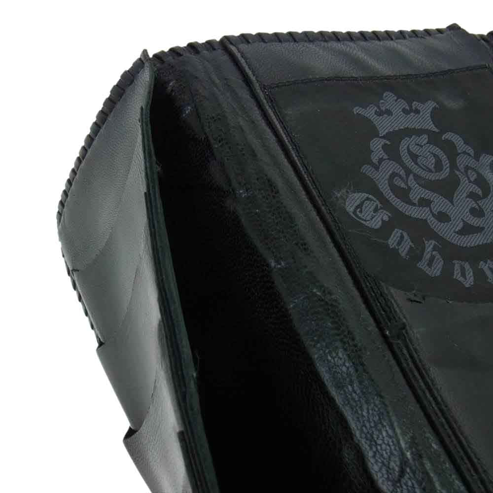 GABOR ガボール GABORATORY ガボラトリー スカルTバー付 アトリエマークコンチョ 三つ折り レザー ロングウォレット 長財布 ブラック系【中古】
