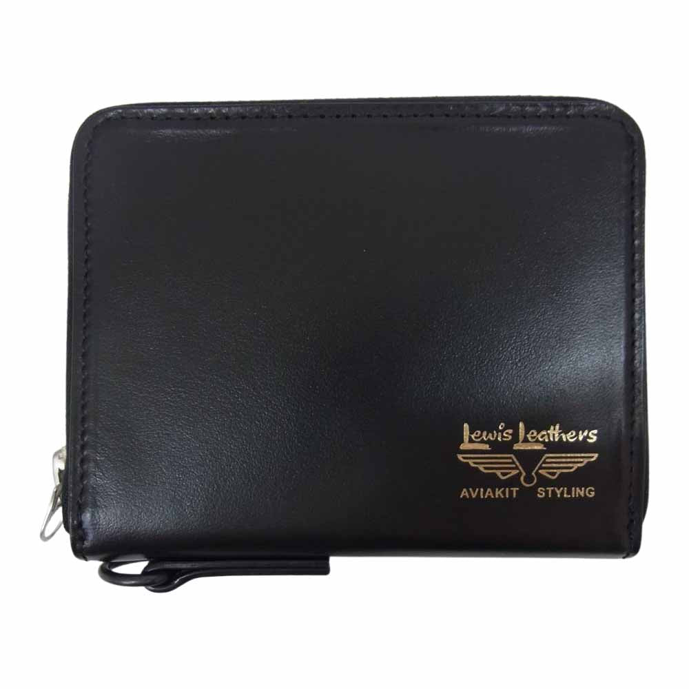 Lewis Leathers ルイスレザー × PORTER ポーター WALLET レザー ファスナー 二つ折り ブラック系【新古品】【未使用】【中古】