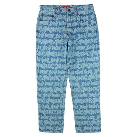 Supreme シュプリーム 22SS Fat Tip Jacquard Regular Jean ファット ティップ ジャカード デニム パンツ インディゴブルー系 30【美品】【中古】