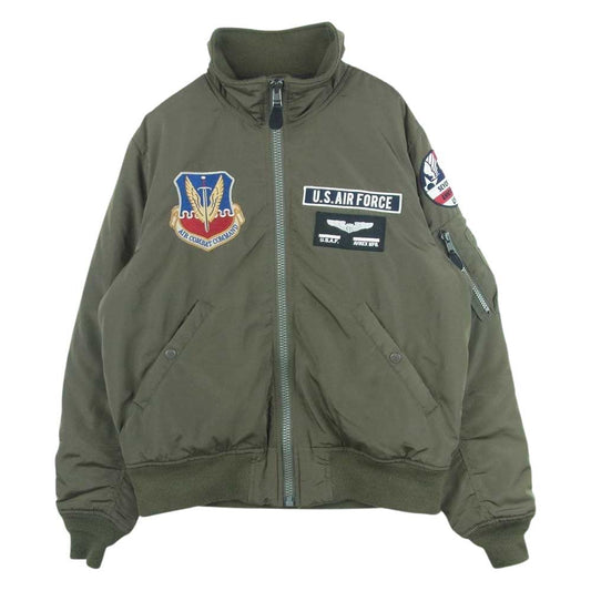 AVIREX アヴィレックス 6172140 U.S.A.F. 70th ANNIVERSARY アメリカ空軍 創立 70週年記念 MA-1 ジャケット カーキ系 L【中古】