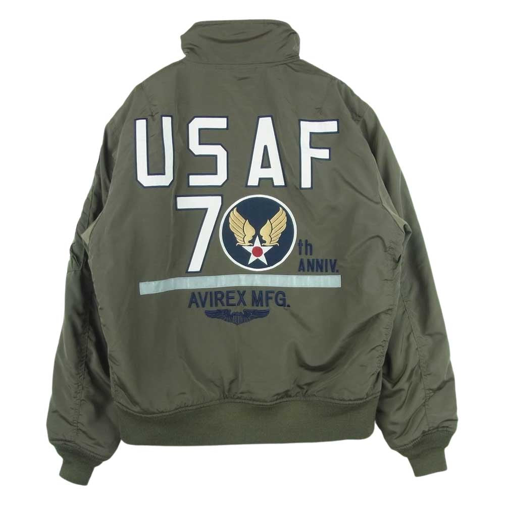 AVIREX アヴィレックス 6172140 U.S.A.F. 70th ANNIVERSARY アメリカ空軍 創立 70週年記念 MA-1 ジャケット カーキ系 L【中古】