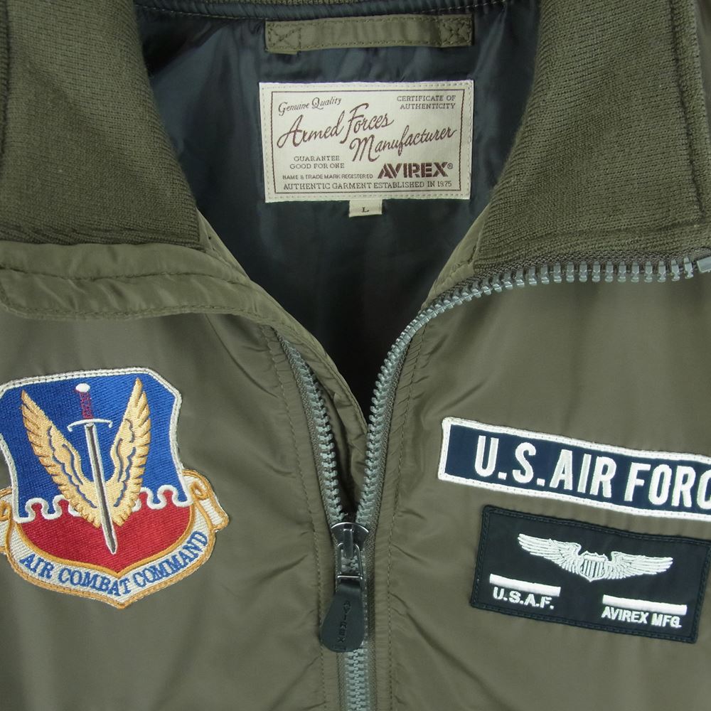 AVIREX アヴィレックス 6172140 U.S.A.F. 70th ANNIVERSARY アメリカ空軍 創立 70週年記念 MA-1 ジャケット カーキ系 L【中古】