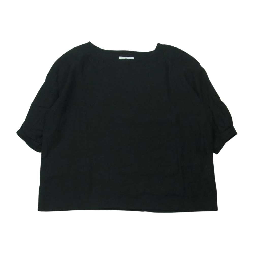 soil ソイル リネン ラウンドネック プルオーバー シャツ カットソー インド製 ブラック系 1【中古】